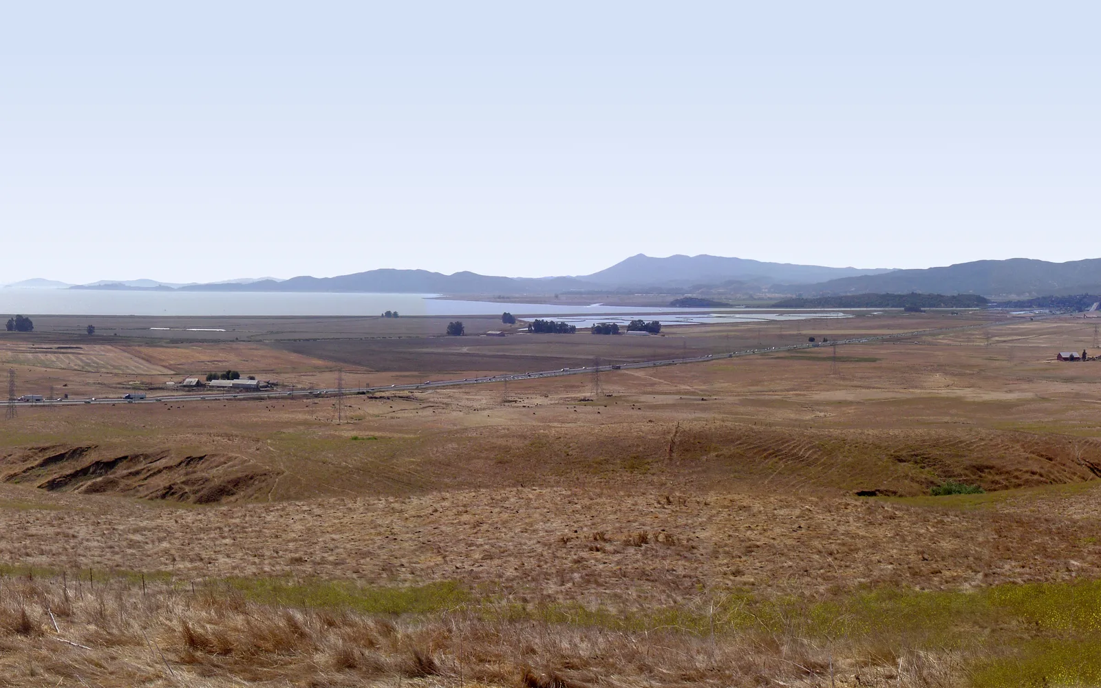 Panoramic view of San Pablo Bay with Mount Diablo visible across the water